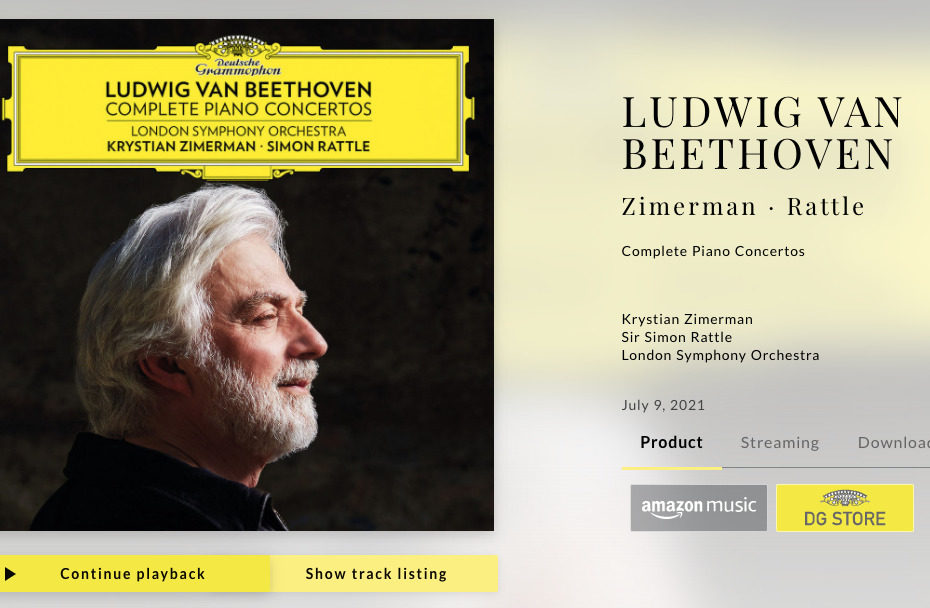 2021年7月9日にリリースされる予定のクリスチャン・ツィメルマンとサイモン・ラトルによるベートーヴェンのピアノ協奏曲全集