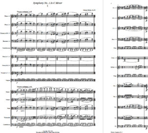 ブラームス交響曲第1番、第1楽章冒頭のスコア